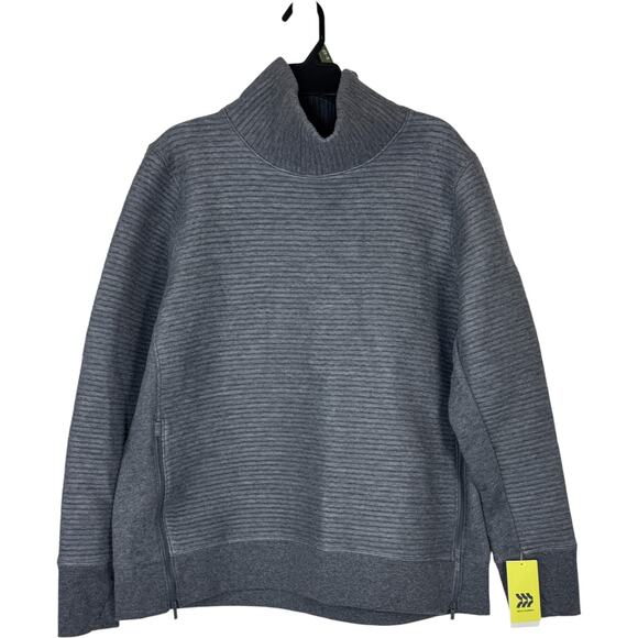 All in Motion Gray Funnel Neck Pullover Sweatshirt XXL Ribbed Stretch Knit NWT - Picture 1 of 14